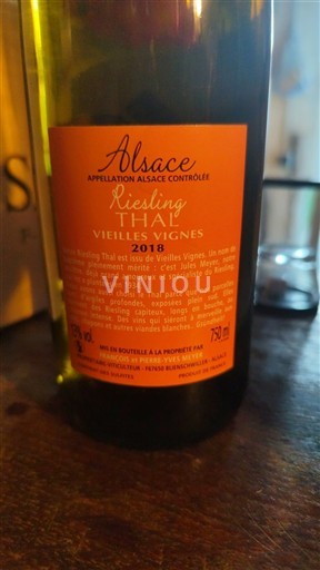 Alsace Riesling Domaine Meyer François et Pierre Yves Riesling Thal Vieilles Vignes 2018