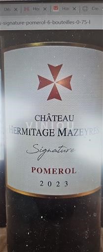 Burdeos Pomerol Château Hermitage Mazeyres Signature 2023