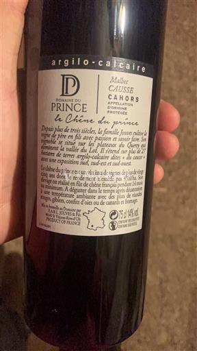 Sud-Ouest Cahors Domaine Prince Le Chêne du Prince 2019