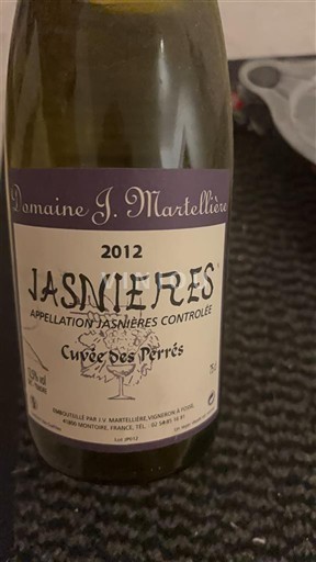 Loire-dalen Jasnières Domaine J. Martellière des Perrés 2012