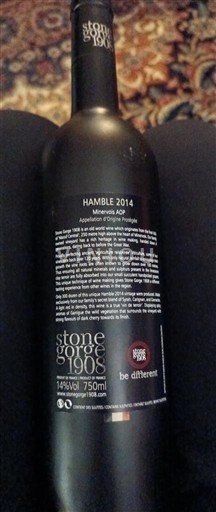 Languedoc Minervois Stone Gorge 1908 Hamble 2014 2014