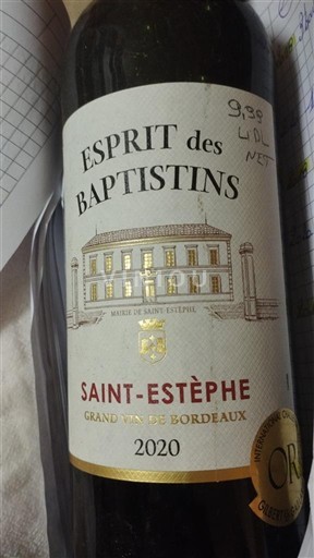 Burdeos Saint-Estèphe Esprit des Baptistins 2020