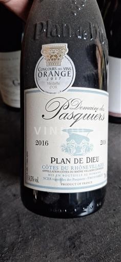Valle del Rodano Non specificato Domaine Des Pasquiers Plan de Dieu 2016