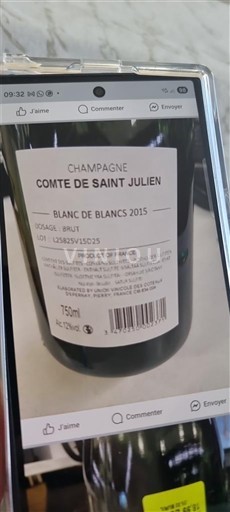 Champagne Comte de Saint Julien Blanc de Blancs 2015