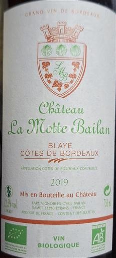 Bordeaux Blaye-Côtes-de-Bordeaux Château La Motte Bailan 2019