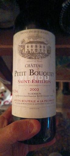 Bordeaux Saint-Émilion Château Petit Bouquey 2003