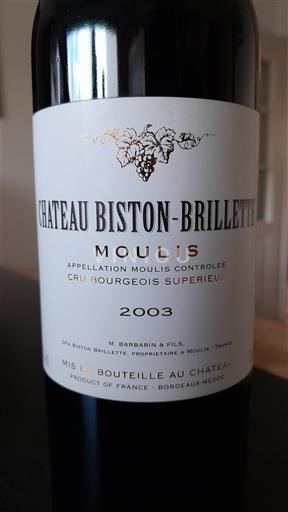 Bordeaux Ni doloceno Château Biston-Brillette 2003