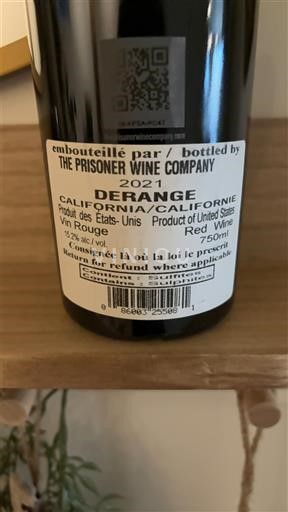 Californische AVA's Niet gespecificeerd The Prisoner Wine Company Derange 2021