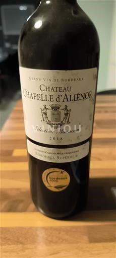 Bordeaux Bordeaux Supérieur Château Chapelle Aliénor Sélection Maurecan 2018
