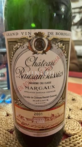 Bordeaux Margaux Deuxième Cru Classé Château Rauzan-Gassies 2001