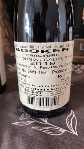 Vùng trồng nho được cấp phép California Paso Robles Booker Fracture 2019