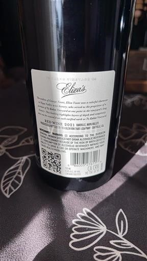 Wijnen Rouge sec Eliza's Guile Hill 2021 VS Californische AVA's Napa Valley AVA