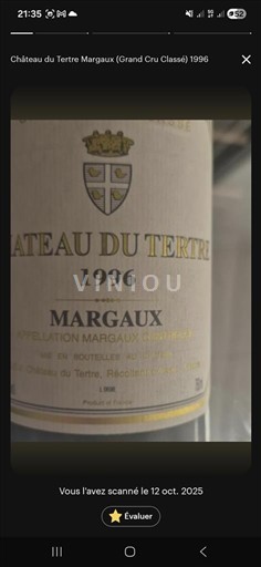 Bordeaux Margaux Grand Cru Château Tertre 1996