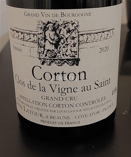 Bourgogne Corton Grand Cru Louis Latour Clos de la Vigne au Saint 2020