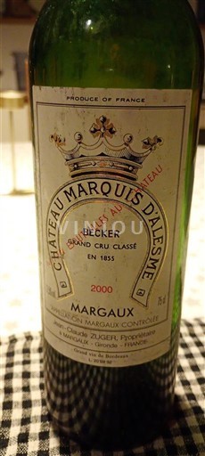 Bordeaux Margaux Grand Cru Château Marquis Alesme 2000