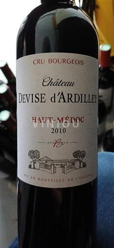 Bordeaux Haut-Médoc Cru Bourgeois Château Devise Ardilley 2010
