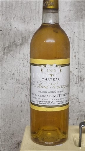 Bordeaux Sauternes Premier Cru Clos Haut Peyraguey 1986