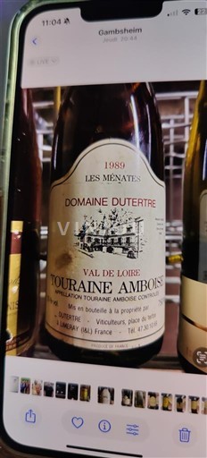 Thung lũng sông Loire Touraine-amboise Domaine Dutertre Les Ménates 1989