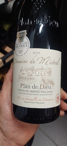 Rhônedalen Côtes-du-Rhône-Villages Domaine Mistral Plan de Dieu 2022