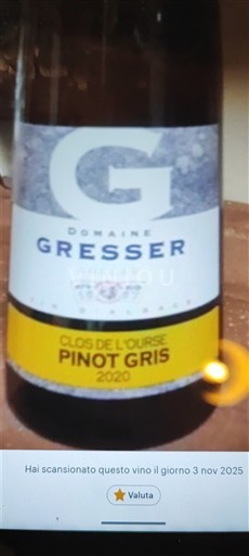 Alsace Domaine Gresser Clos de l'Ourse 2020