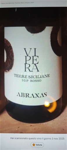 Viner Rouge sec Vipera Abraxas 2021 Italien Sicilien Ospecificerad DOC