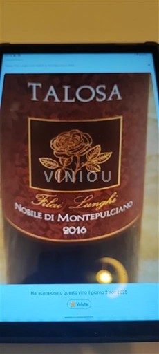 Toscana Vino Nobile di Montepulciano Talosa Filai Lunghi 2016