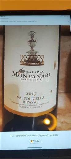 Wijnen Rouge sec Palazzo Montanari 2017 Italië Veneto Valpolicella Ripasso DOC