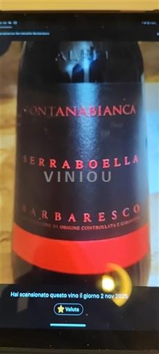 Piemonte Barbaresco Fontanabianca Serraboella Icke årgångsbetecknad
