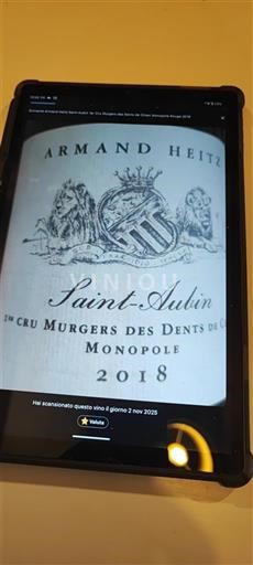 Borgoña San Aubin Premier Cru Armand Heitz 1er Cru Murgers des Dents de Chien Monopole 2018