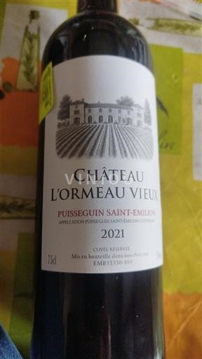Bordeaux Puisseguin-saint-émilion Château L'Ormeau Vieux Réservée 2021