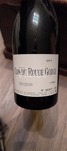 Linguadoca e Rossiglione Côtes catalanes Clos du Rouge Gorge l'ubac 2017