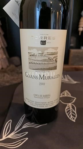 Rượu vang Rouge sec Grans Muralles Torres 2011 Tây Ban Nha Catalonia Conca de Barberà DO