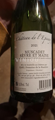 Vallée de la Loire Muscadet-sèvre-et-maine Château L'Epinay 2021