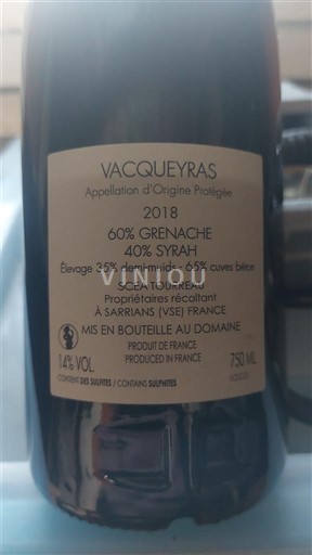 Rhône-dalen Vacqueyras SCEA Toureau 2018