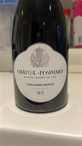 Burgundy Pommard Château Pommard Clos Marey-Monge Monopole 2013