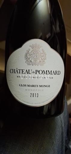 Burgundy Pommard Château Pommard Clos Marey-Monge Monopole 2013