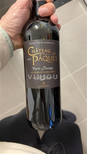 Burdeos Blaye-Côtes de Burdeos Château Les Pâques Prestige 2021