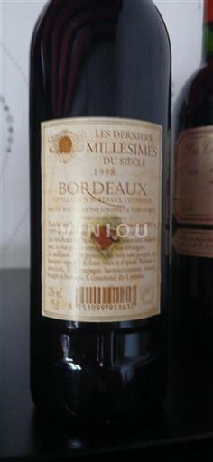 Bordeaux Les Derniers Millésimes du Siècle 1998
