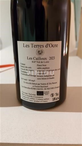 Vine Rouge sec Les Cailloux Les Terres Ocre 2023 Frankrig Loire-dalen Loiredalen IGP
