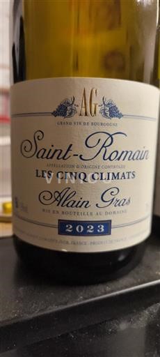 Borgoña Saint-Romain Alain Gras Les Cinq Climats 2023