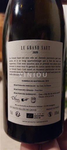 Languedoc và Roussillon Thung lũng cao Aude Domaine Delmas Le Grand Saut 2020