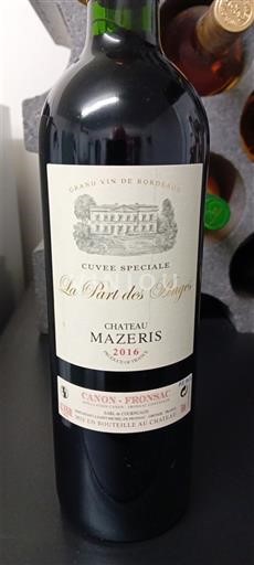 Bordeaux Canon-Fronsac Château Mazeris La Part des Anges 2016