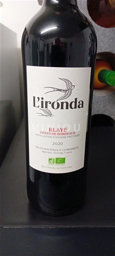 Burdeos Blaye-Côtes de Burdeos L'ironda 2020