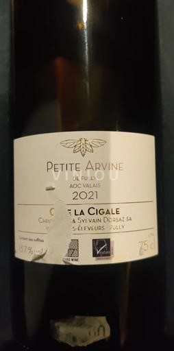 Valais Not Specified Cave la Cigale Petite Arvine 2021