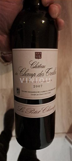 Bordeaux Sainte-Foy-Bordeaux Château Champ des Treilles Le Petit Champ 2007