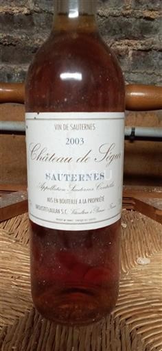 Bordeaux Sauternes Château Sigal 2003