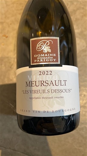Bourgogne Meursault Domaine Alexandre Parigot Les Vireuils Dessous 2022