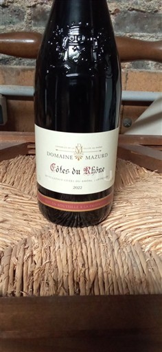 Wines Rouge sec Domaine Mazurd 2022 France Rhône Valley Côtes du Rhône AOC
