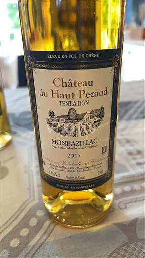 Sud-Ovest Monbazillac Château Haut Pezaud Tentation 2017