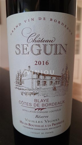 Burdeos Blaye-Côtes de Burdeos Château Seguin Réserve Vieilles Vignes 2016